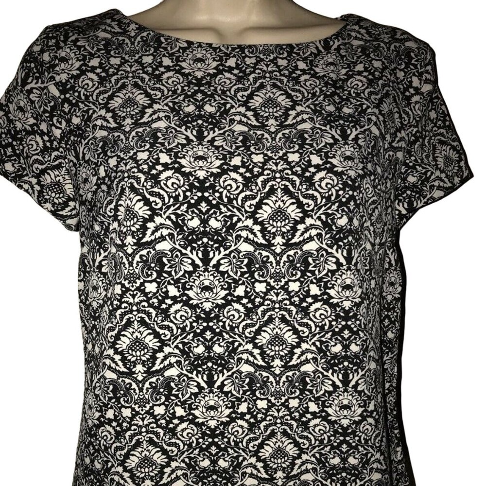 PHILOSOPHY BLACK/WHITE DAMASK PRINT DRESS XS-EUC